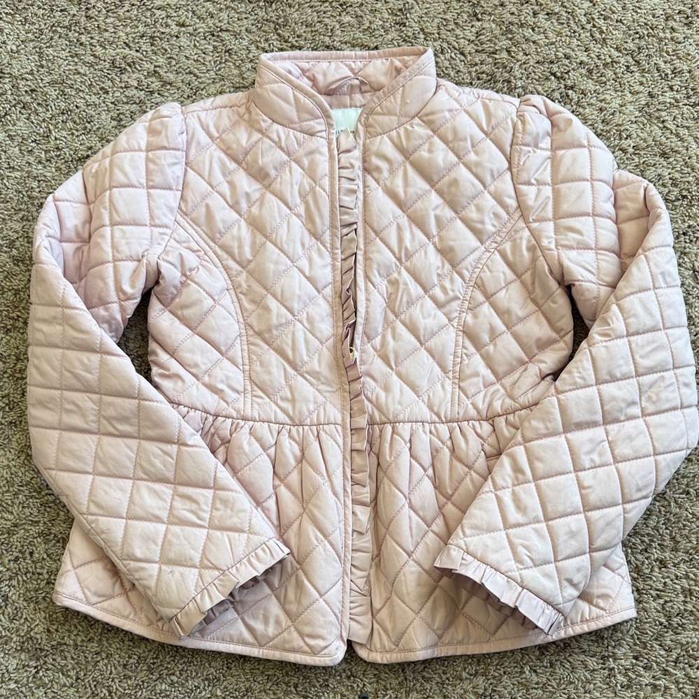 Janie and Jack Pale Pink Quilted Peplum Jacket 10/12